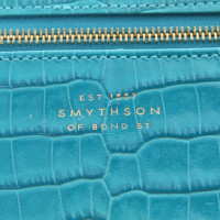 Smythson Clutch en Cuir en Turquoise