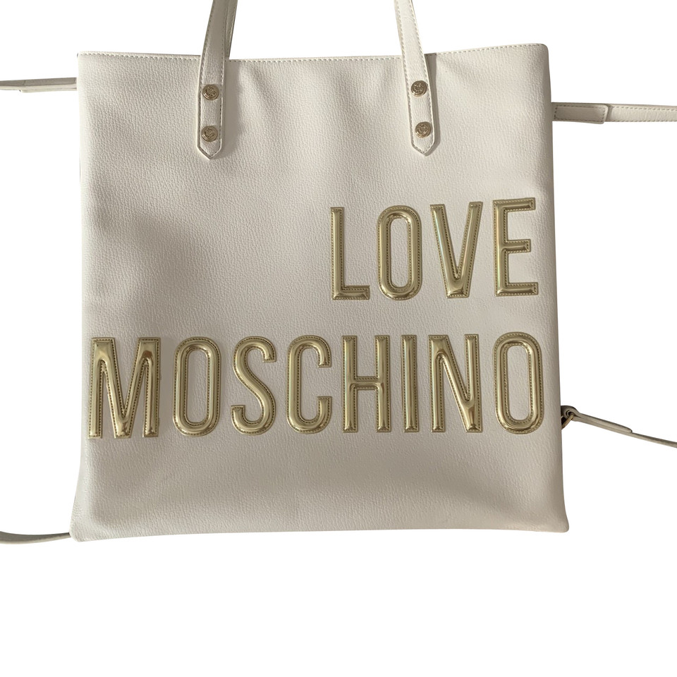 Moschino Love Backpack Patent leather in White