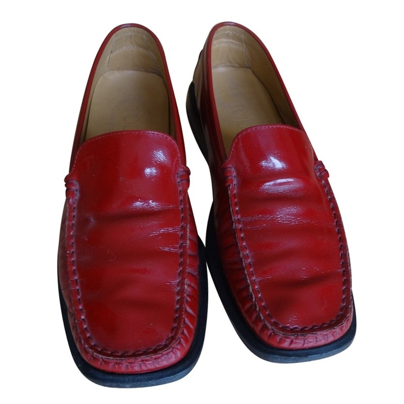 Tod's Red patent leather loafers