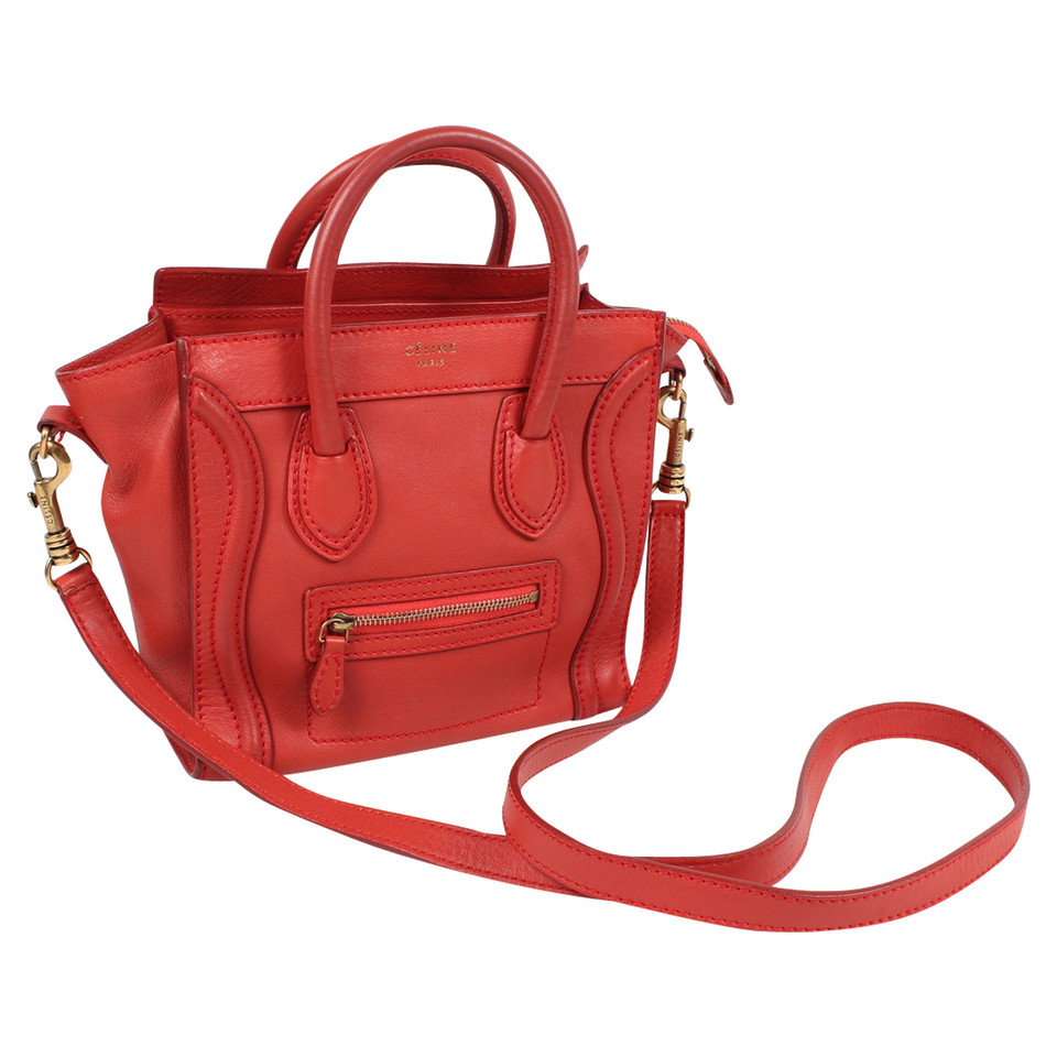 Céline Luggage Nano aus Leder in Rot