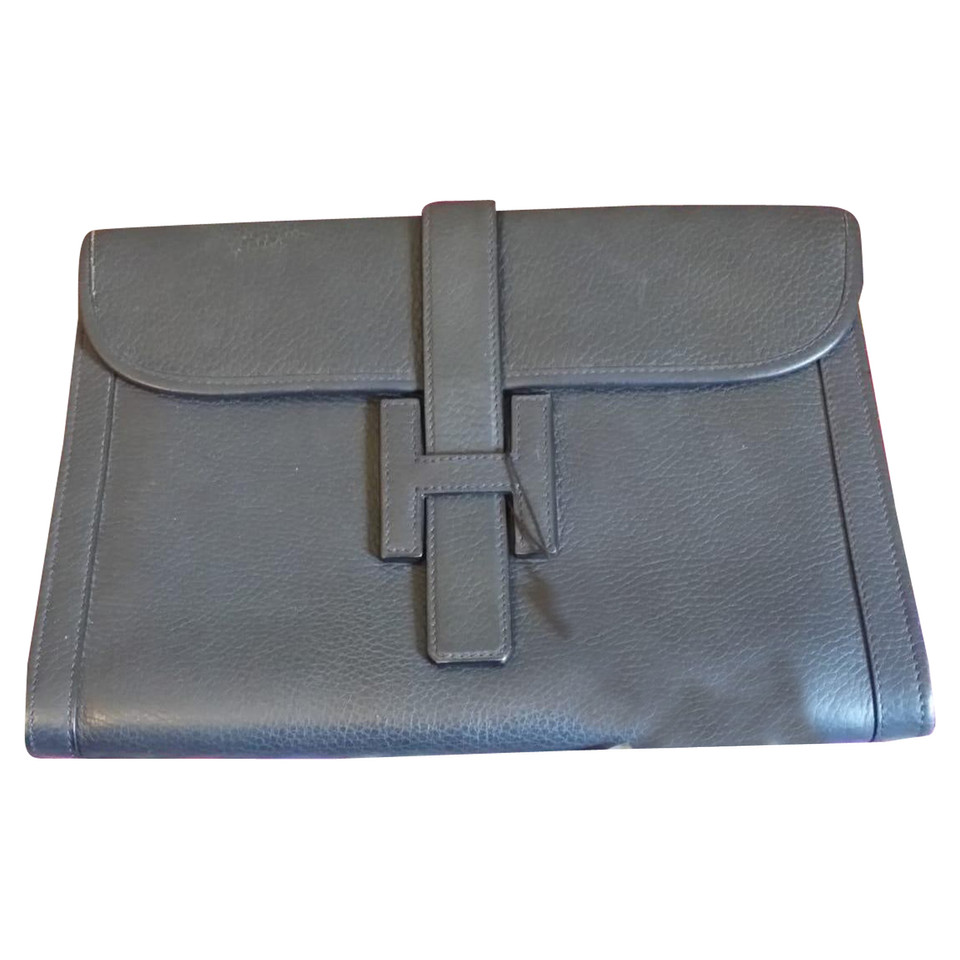 Hermès Clutch Bag Leather in Blue