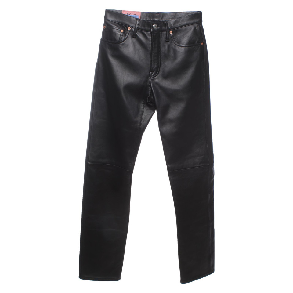 Acne Trousers Leather in Black