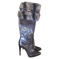 Casadei Boots Patent leather in Grey