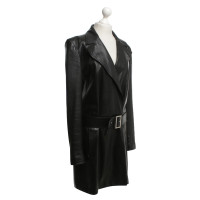 Gianni Versace Leather coat in black