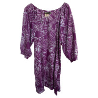 Antik Batik Kleid aus Seide in Violett