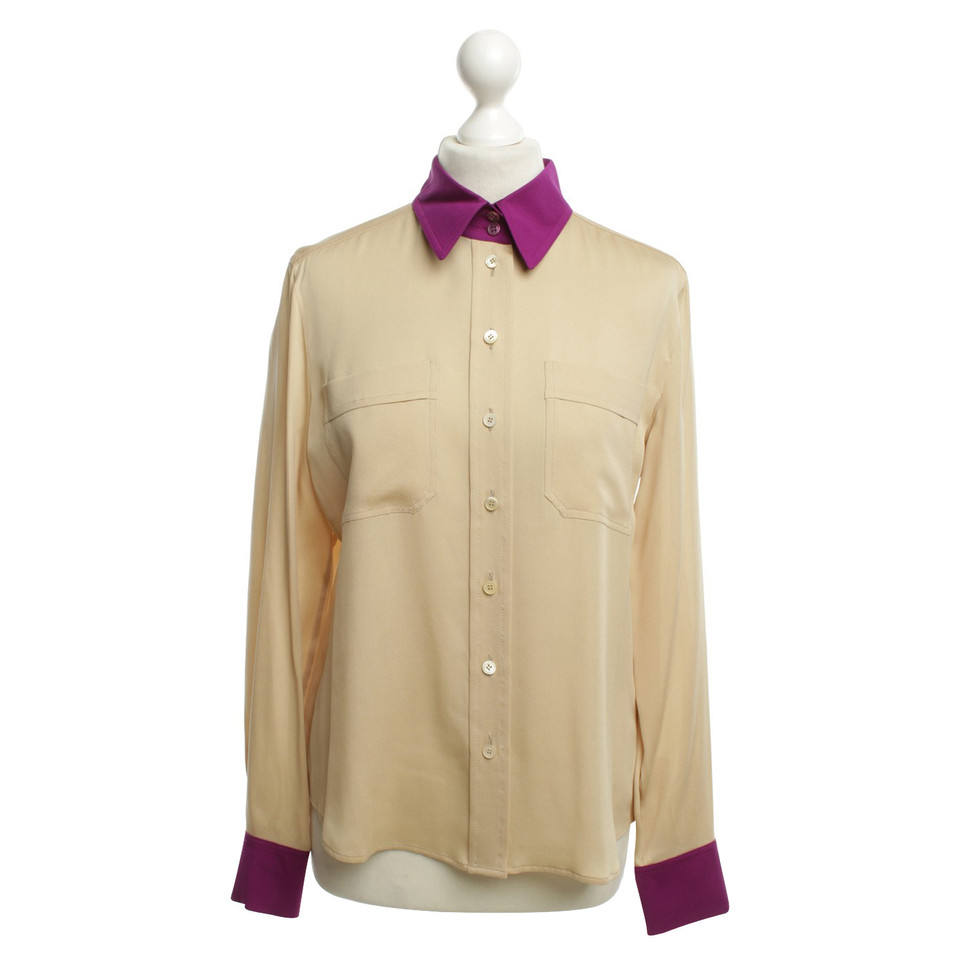 Rena Lange Zijden blouse in beige / Paars