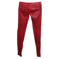Balmain Pantalon en cuir en rouge