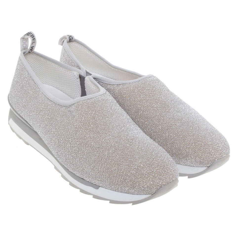 Hogan Zilverkleurige slippers