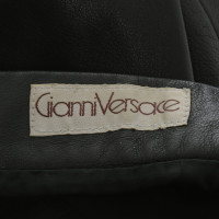 Gianni Versace Jupe en cuir vert foncé