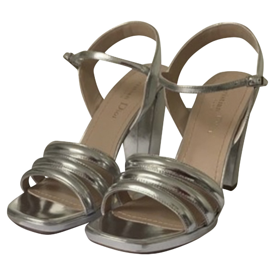 Christian Dior Sandals Leather in Silvery