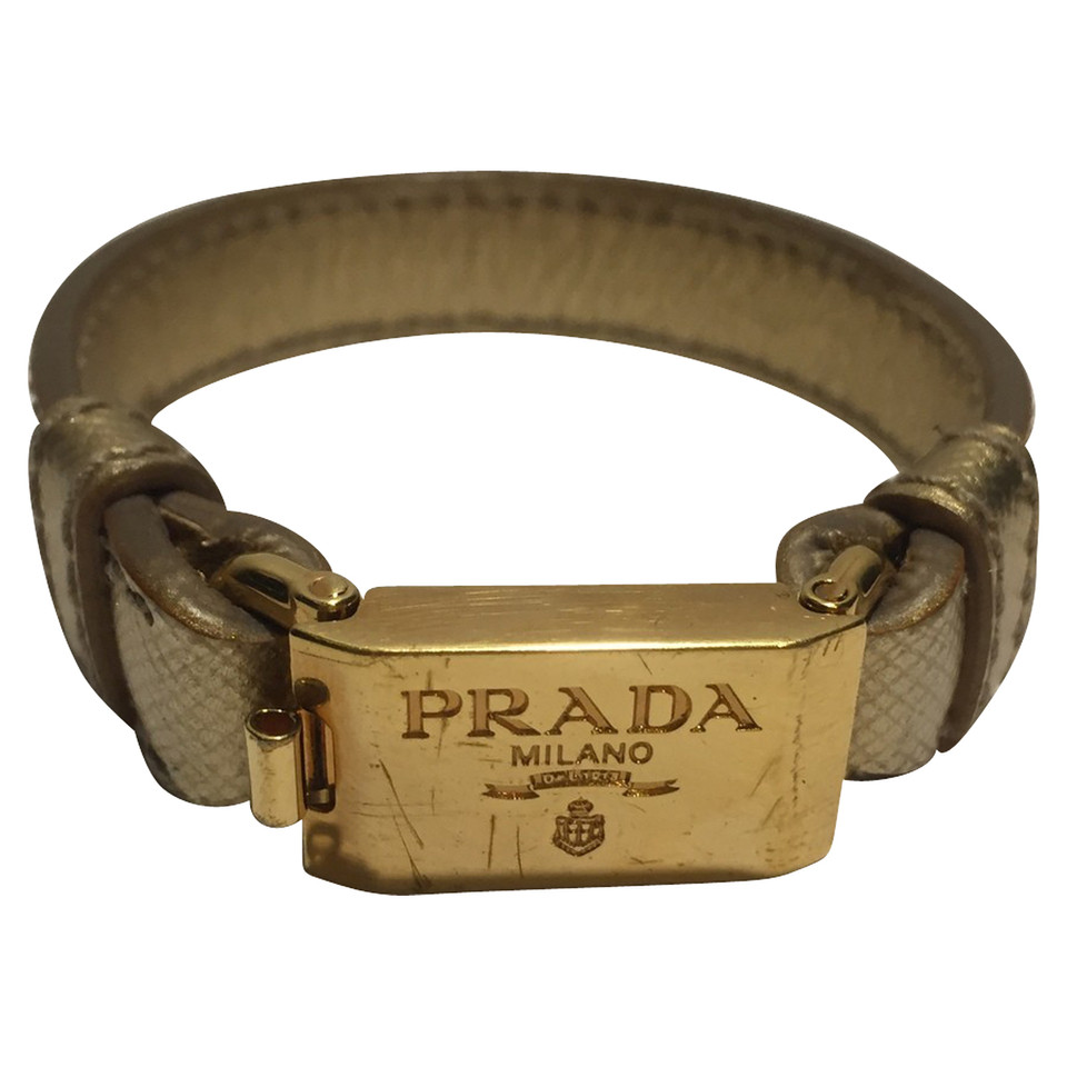 Prada cinturino in pelle color oro