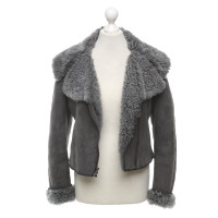Donna Karan Jacket/Coat Leather in Grey