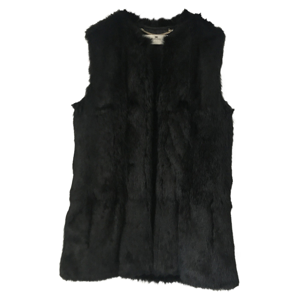 Elisabetta Franchi Vest Fur in Black