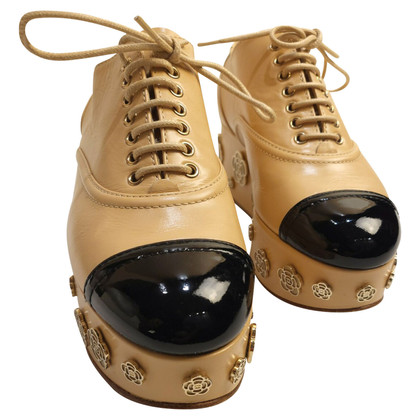 Chanel Lace-up shoes Leather in Beige