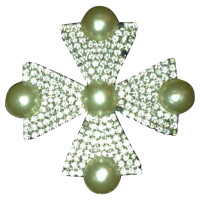 Yves Saint Laurent Brosche aus Perlen in Silbern