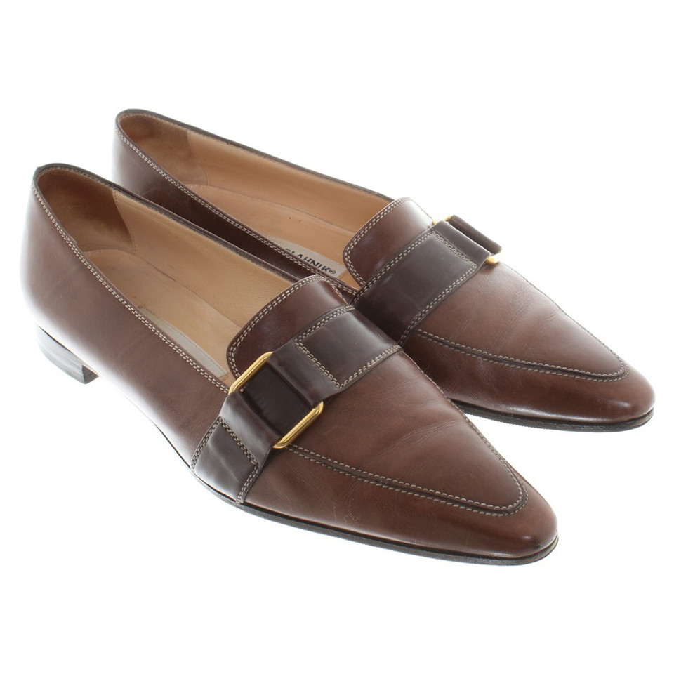 Manolo Blahnik Leder-Loafer in Braun