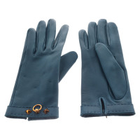 Hermès Handschuhe aus Leder in Petrol