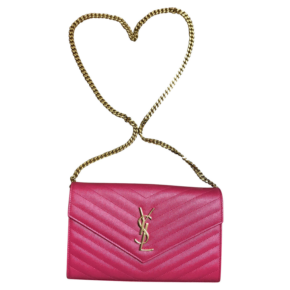 Yves Saint Laurent Borsa a tracolla in Pelle in Fucsia