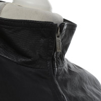Armani Collezioni Lederen jas in donkerblauw