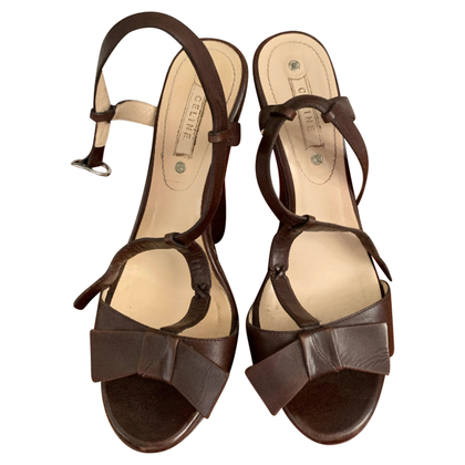 Céline Wedges Leather in Brown