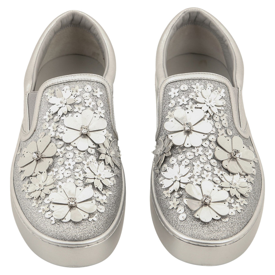 Christian Dior Sneakers aus Leder in Silbern