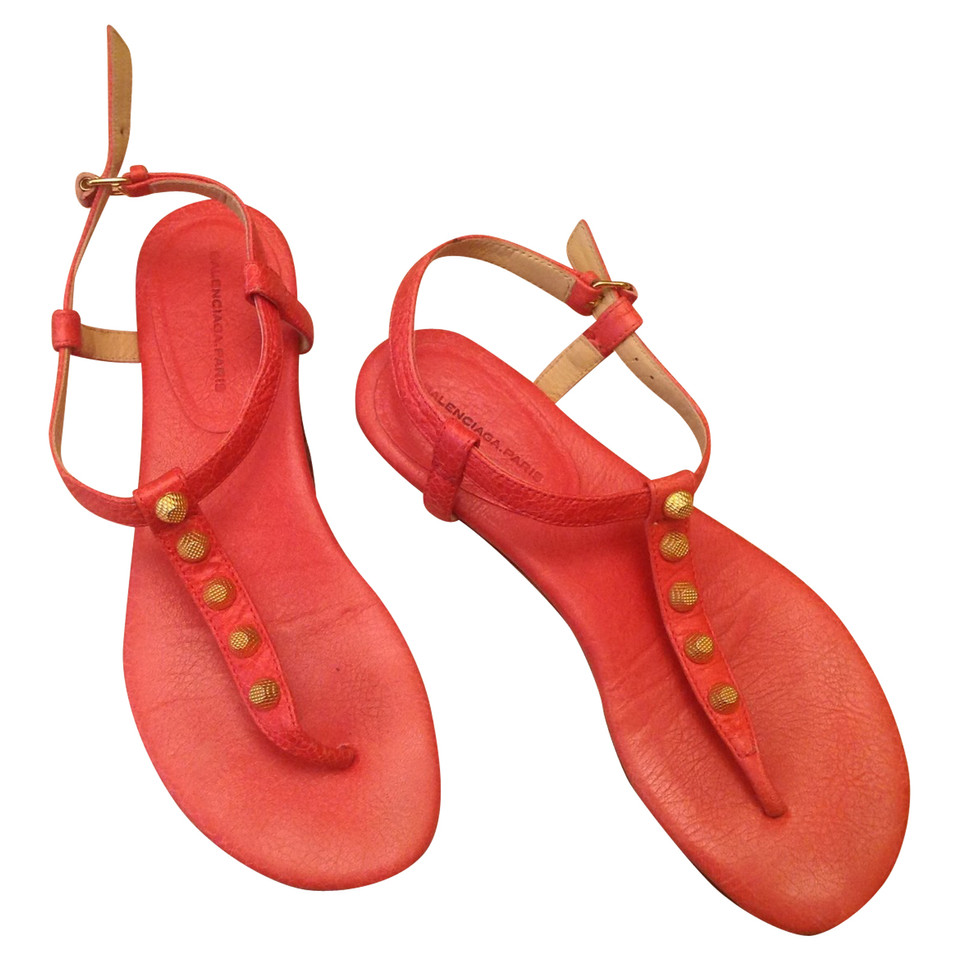 Balenciaga Sandales en Cuir en Rouge