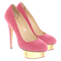 Charlotte Olympia Pumps/Peeptoes aus Leder in Rosa / Pink