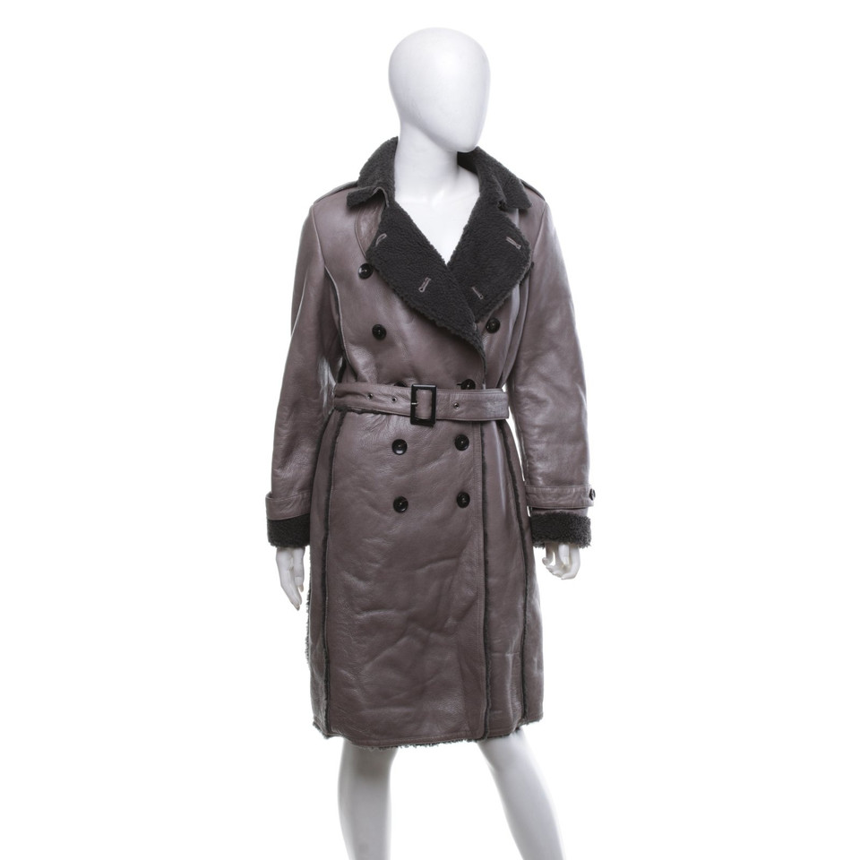 Marc Cain Leather coat with fur