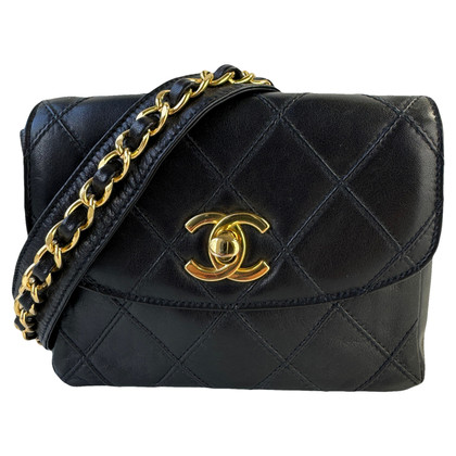 Chanel Belt Flap Bag Leer in Zwart