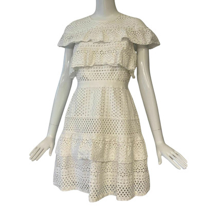 Self Portrait Kleid aus Baumwolle in Weiß