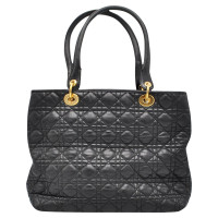 Christian Dior Shopper Leer in Zwart