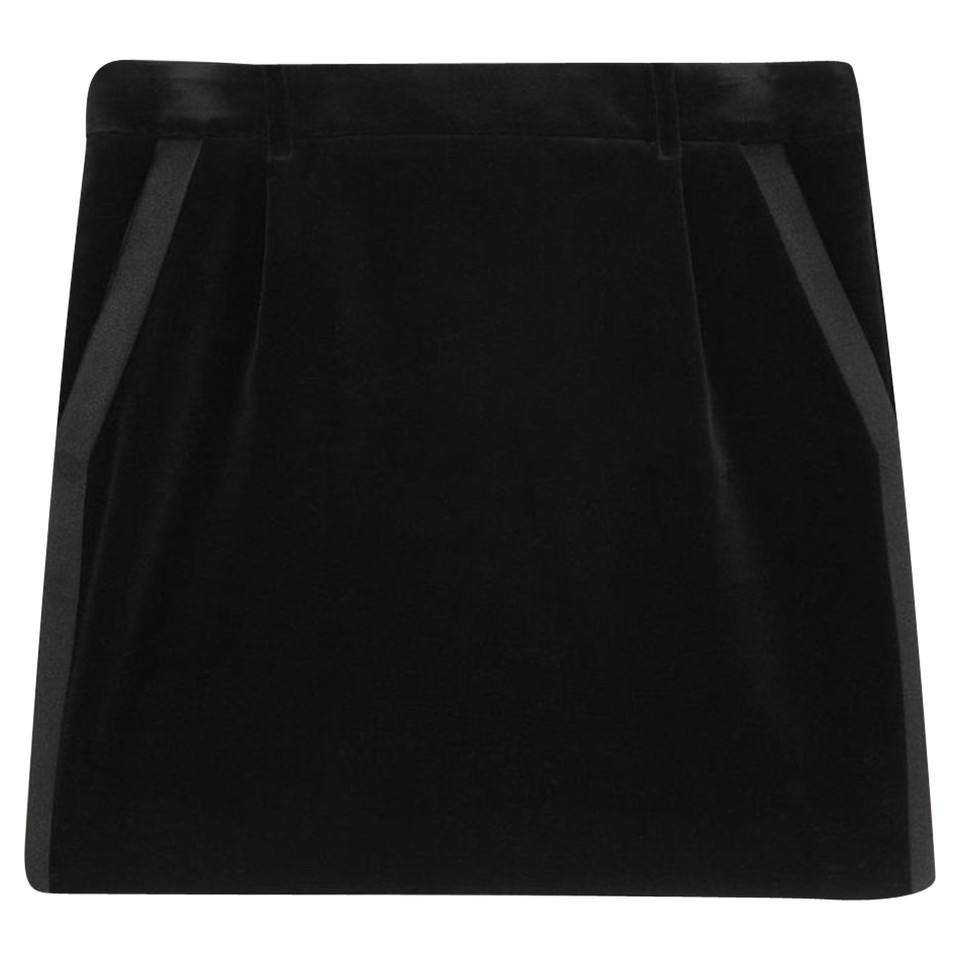 Saint Laurent Black Velvet Tuxedo Mini Skirt
