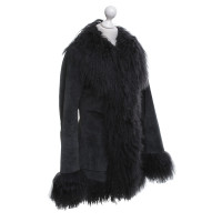 Oakwood Lamb fur jacket in petrol