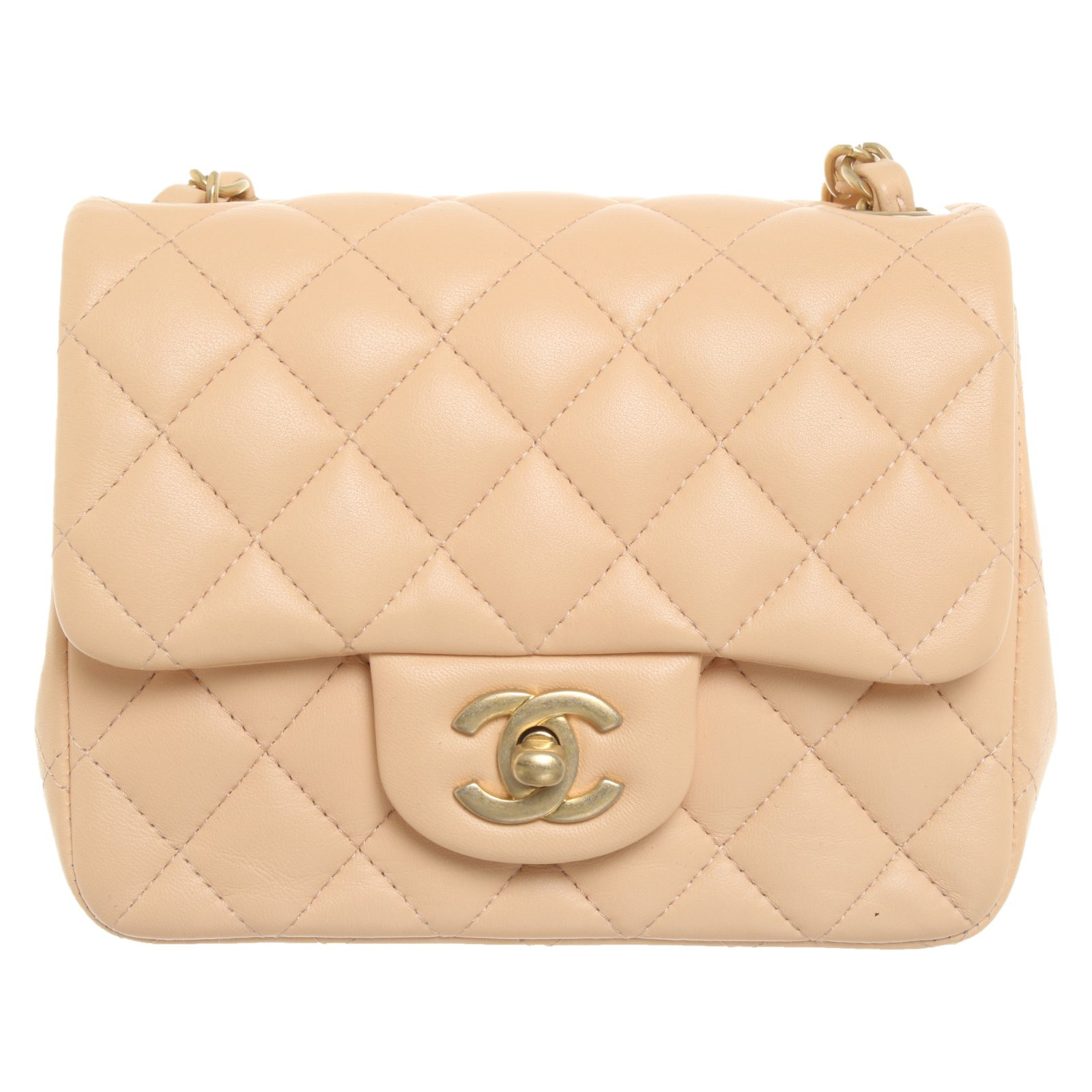 Chanel Classic Flap Bag New Mini Leather in Nude - Second Hand Chanel  Classic Flap Bag New Mini Leather in Nude buy used for 3550€ (4142743)