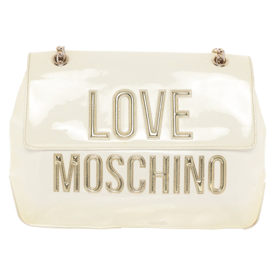 Moschino Love Umhängetasche aus Lackleder in Weiß