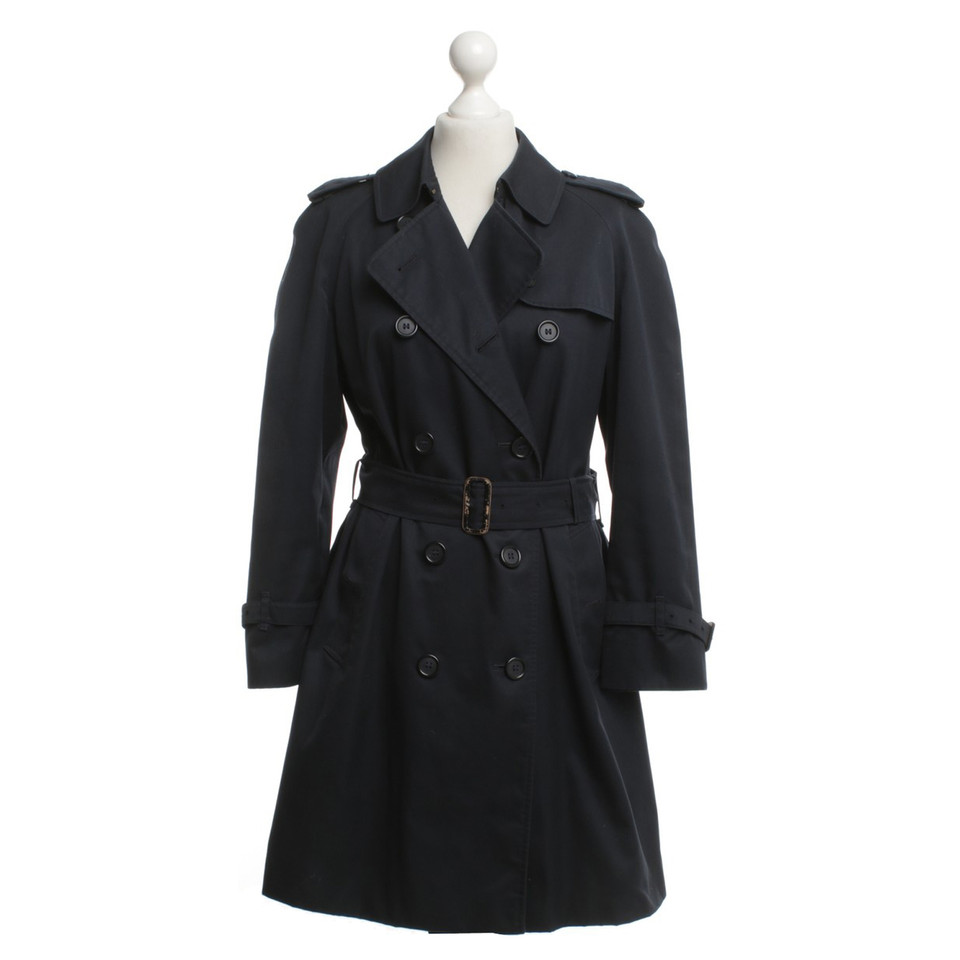 Burberry Short trench coat in dark blue - Buy Second hand Burberry ...