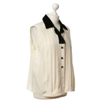 Chanel Zijden blouse met fluwelen kraag