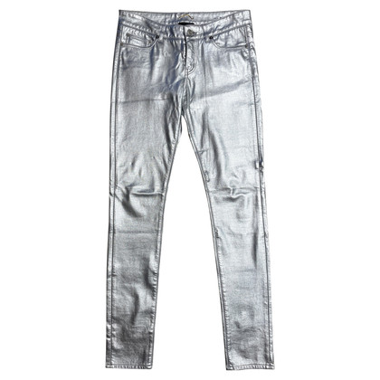 Saint Laurent Trousers Cotton in Silvery