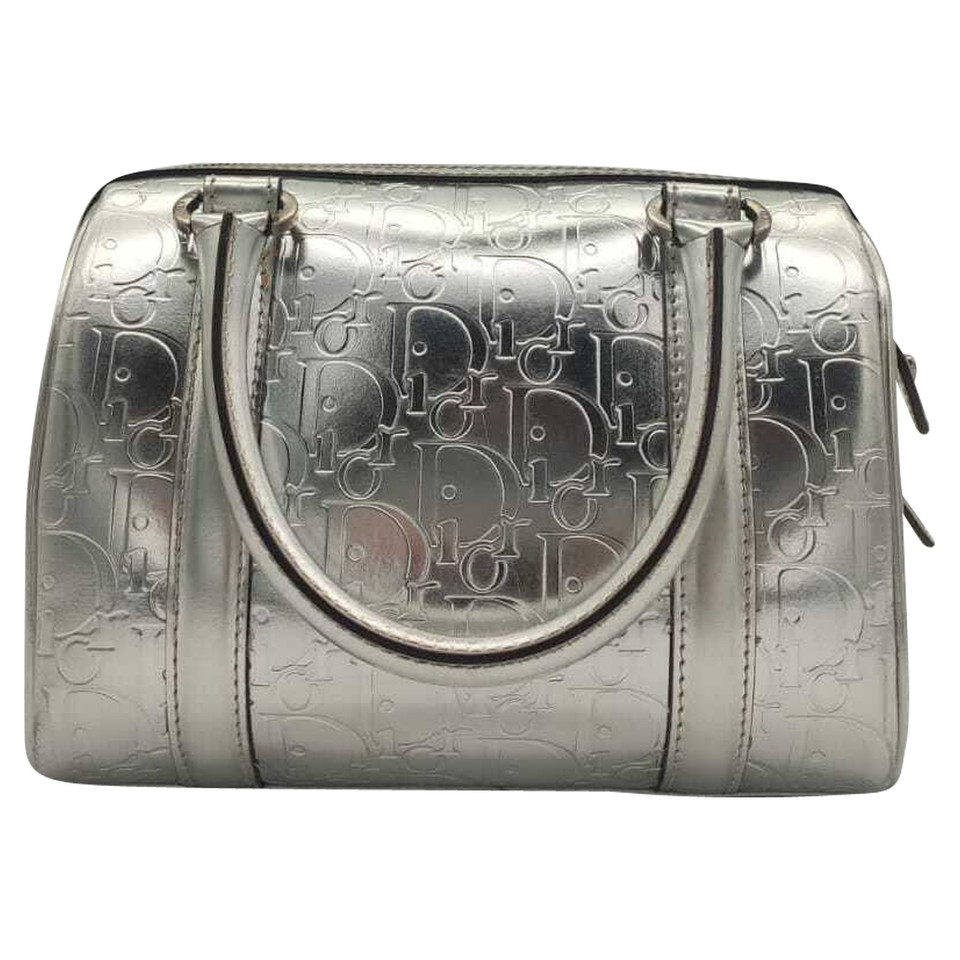 Christian Dior Boston Bag aus Leder in Silbern