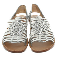 Tory Burch Sandals Leather in Silvery