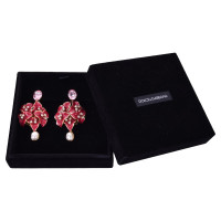 Dolce & Gabbana  Flower clips earrings with pearls red