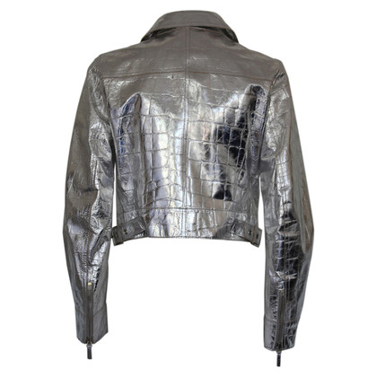 Blumarine Jacket/Coat Leather in Silvery