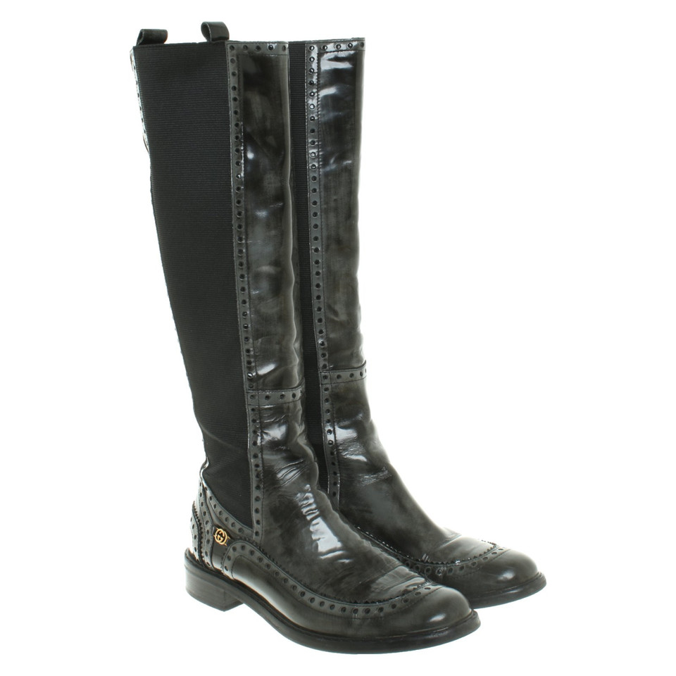 Gucci Boots Patent leather in Grey