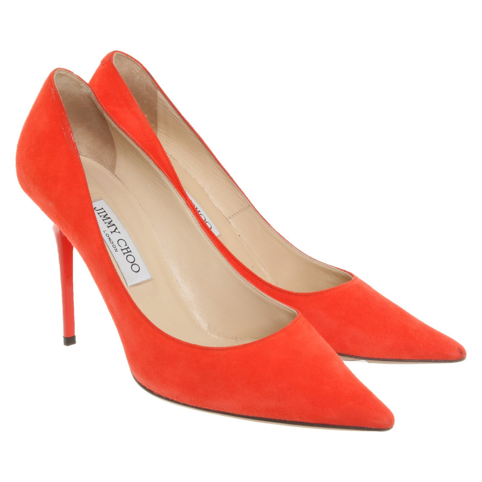 Jimmy Choo Pumps/Peeptoes aus Wildleder in Rot