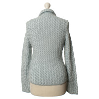 Marc Cain Cardigan with woven patterns in blue and white