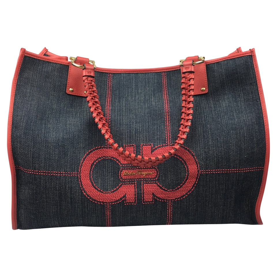 Salvatore Ferragamo Tote bag Denim in Blauw