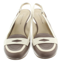Pollini Sling Sandals in Taupe / White