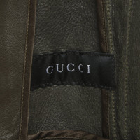 Gucci Jacke/Mantel aus Leder in Oliv