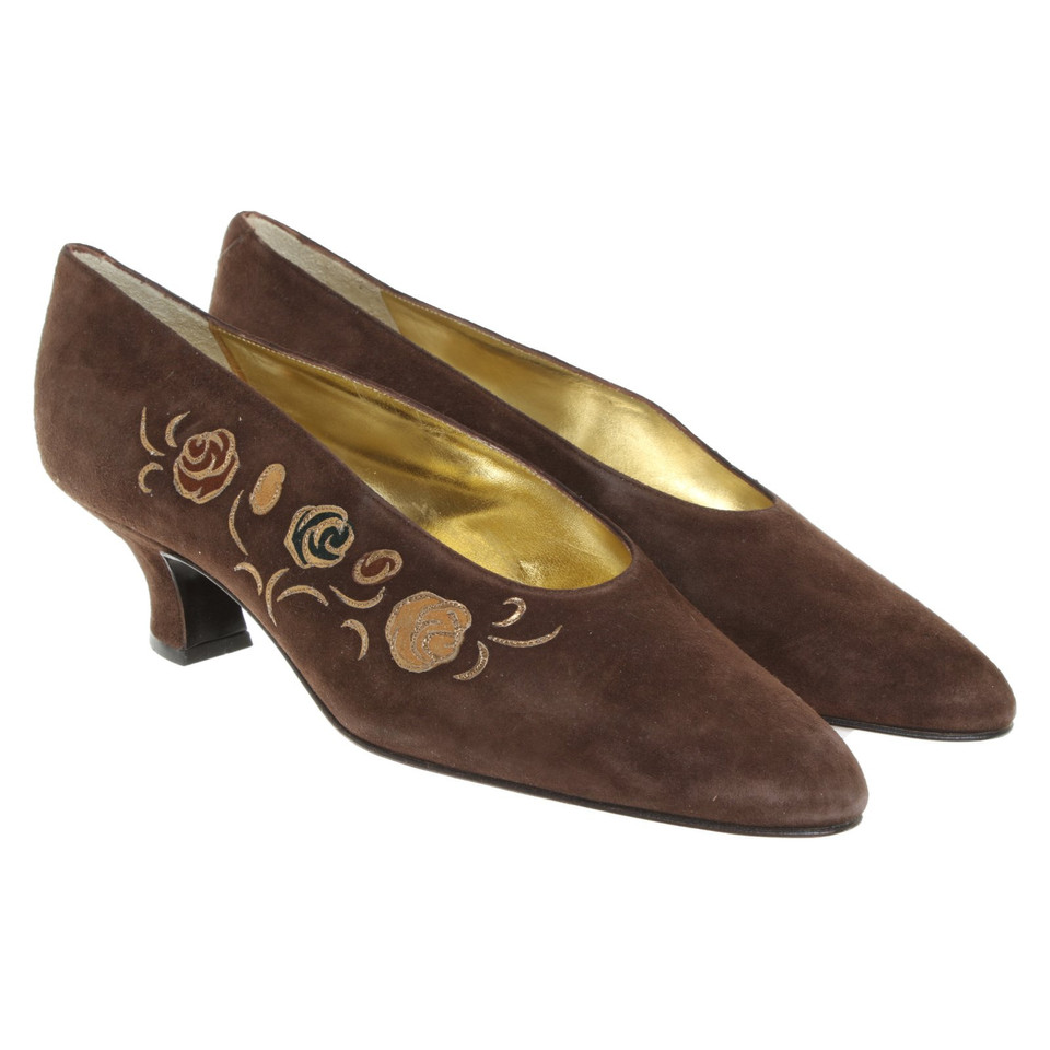 René Caovilla Pumps/Peeptoes Suede in Brown