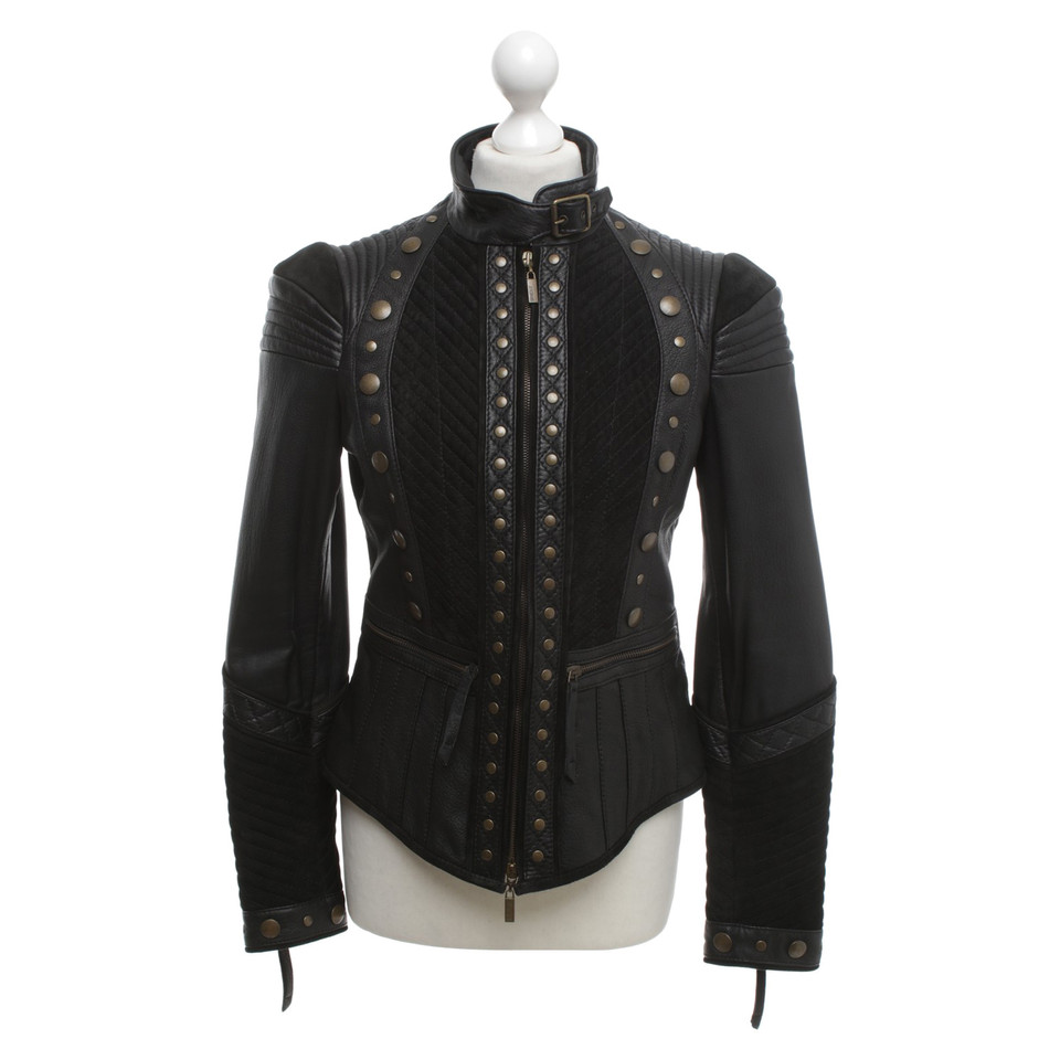 Just Cavalli Lederjacke in Schwarz